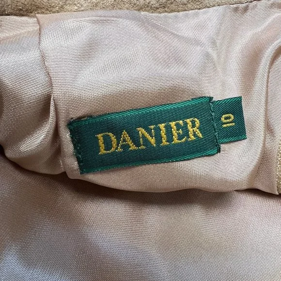 Vintage Danier Suede Leather Camel Tan High Rise Mini Midi Preppy Pencil Skirt - Picture 5 of 14